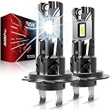 OUSHI H7 LED Headlight Bulb, 500% Brighter 6000K Xenon White 30000LM H7 Headlight Bulb Conversion Kit Wireless Plug and Play No Adapter Required 1:1 Mini Size, 2pcs