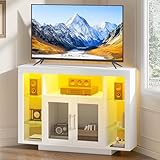 YITAHOME 100CM Corner TV Stand Cabinet with RGB LED Lighting, Corner TV Unit for up to 55 Inch TV with 7 Open Gaming Entertainment Center Shelves for Living Room, Bedroom