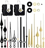 Esteopt Clock Mechanism Kit Battery Powered, Quartz Clock Movement Replacement, Long and Short Shaft Wall Clock Mechanism Parts Motor Replacement DIY Repair Parts (Gold black)