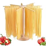 Yeqqzq Wood Pasta Drying Rack, Collapsible Fresh Pasta Drying Racks with 9 Arms, Large Dryer Stand for Homemade Noodle Spaghetti, Tagliatelle, Fettuccine Hanger