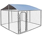 Maxmass Large Metal Chicken Coop, Pet Run Cage with Weather-resistant Cover and Lockable Door, Outdoor Dog Exercise Crate for Hens, Rabbits, Ducks