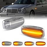 POPMOTORZ LED Side Indicator, 2Pcs Dynamic Turn Signal Lights 2835 SMD with Canbus Error Free Side Light for M-ercedes Ben-z E-Class W210 C-Class W202 CLK-Class W208 SLK-Class R170 Vito, Transparent