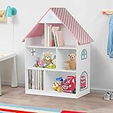 Taylor & Brown Children Kids Wooden Doll House Book Shelf Bookcase Storage Rack Display Shelving Unit, Children's Books Games Toys Tidy Display Storage