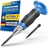 S&R Automatic Center Punch – Adjustable Impact 60-130N | Made in Germany | Ergonomic Design with Spare Tip for Precision Marking