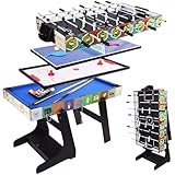 DRM 4 in 1 Folding Combo Game Table, Billiards Table, Pool/Snooker Table,Hockey Table,Table Tennis Table,Football Table with Parts Storage Box,4FT