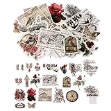 nuoshen 60 Pcs Vintage Ephemera Pack, Self-Adhesive Floral Style Paper Stickers for Card Stock Scrapbook Letters Notebook Card Making DIY (Vintage Stickers)