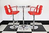 Just-Americana.com American 50s Diner Furniture Retro Style Bistro Table and 2 Red Stools With Arms