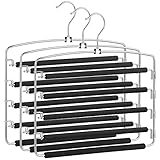 SONGMICS Trouser Hanger, Set of 3 Metal Clothes Hangers, Multiple Levels, Space Saving, Stable with Non-Slip Bars, Swivel for Jeans, Trousers, Ties, Belts CRI041BK