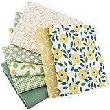 Cotton Craft Fabric Bundles Patchwork,Fabric Fat Quarters Bundle 7PCS 50 x 40cm Sewing Patchwork Different Pattern Cloths DIY Scrapbooking Artcraft (Green-Flower-50 * 40)