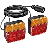 PROZOR Trailer Light - Rear Lights with 7 Pins Plug and 7.5m/24.6ft Cable IP65 Waterproof Tail Light for 12V Vehicles (Screw Mounting)