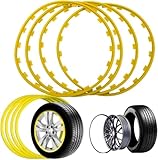 4PCS Wheel Rim Protector Set for VW Taigo Tiguan GTI GTD,ABS Anti-Collision Edge Trim,Alloy Wheels Scratch-Resistant Tyre Guard,D/Yellow-19 inches