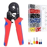Ferrule Crimping Tool Kit, Hibisaws 0.25-10mm² Self-Adjustable Ratchet Bootlace Crimper Plier Set with 1250 Wire End Ferrule Connectors, Ideal for DIY Electrical Repair and Cable Crimping