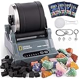 NATIONAL GEOGRAPHIC Hobby Rock Tumbler Kit - Rock Polisher for Kids & Adults, Durable Noise-Reduced Barrel, Rocks, Grit & New GemFoam for a Shiny Finish, Cool Toys, Great STEM Hobby Kit