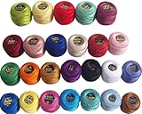 25 Anchor Pearl Cotton Balls. Size 8 (85 Meters Each) 25 Colours + Free 1 Clipper Perfect for Crochet, Cross Stitching, Scrapbooking, Stamping, Punch Needle Work, Candlewicking, Quilting, Embroidery