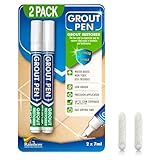 Twin Pack White Grout Pen - Designed for restoring tile grout in bathrooms & kitchens (White)
