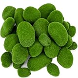 Nicunom 50 Pcs 5 Size Artificial Moss Rocks Decorative Faux Green Moss Covered Stones Fake Moss Balls for Garden Decor DIY Floral Arrangements Plant Poted Decoration