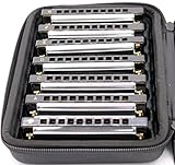 Tuyama® Harmonica Set 7 Harmonicas/Mouth Harps in Robust Case - Different diatonic Scales: C-D-E-F-G-A-Bb Major - Blues Harps/Mouth Organs 10 holes