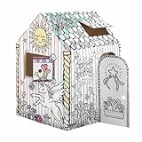 BANKERS BOX Unicorn Cardboard Playhouse for Kids XXL (81.3 x 96.5 x 121.3cm) – Colour-In Cardboard Den, Doll House & Unicorn Toy – FSC Certified & Recyclable Arts & Crafts Fun – Ages 3+