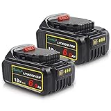 QUPER 2PACK DCB184 18V 6.0Ah XR Lithium Battery Compatible with Dewal_t Tools, Replacement for DCB182 DCB200 DCB180 DCB181 DCB201, with XJ Connector for Dewal_t Battery