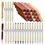 Knoruley 10 Sets of Wood Turning Pen Kit Project Supplies 7mm Slim Pen Kit with Refills and Pen Blanks Wood for Lathe Turning(Shipment Includes only The Pen but not The Wood as Shown in The Photo)
