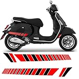 Vinyl Side Strobe V Stripes Stickers red Black Compatible with Vespa GTS 125 150 200 250 300 GTV Decal Laminated