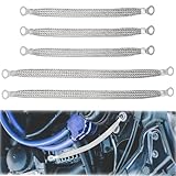 Wjelet 5 Pcs Gearbox Earth Strap, Universal Engine Ground Strap Automotive Kit, Heavy Duty Car Anti Static Flex Strip Earth Strap for Most Vehicles with Ring Terminals