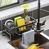 ViWaVee Sink Caddy - Kitchen Storage & Organisation Organiser with Sponge Holder & Sink Tidy (Black)