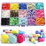 150 Sets KAM Snaps with Storage Box, BetterJonny Size 20 Plastic Resin Snaps Round Buttons for Baby Bib Cloth Diaper (15 Colors)