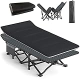 ATORPOK SHOP Camp Beds for Adults with Cushion Comfortable, Travel Camping Cot for Sleeping，Lightweight Folding Bed with Carry Bag Supports 450 lbs