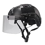 Tactical MICH Fast Helmet, With Clear Riot Visor Face Shield Sliding Goggles, Side Rail & NVG MountFor Airsoft Paintball CS War Games Outdoor Sports