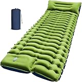 Yuzonc Camping Sleeping Pad, Ultralight Inflatable Camping Mat with Pillow Built-in Foot Pump Portable Inflatable Sleeping Pads Compact for Outdoor Camping, Backpacking, Hiking, Tents