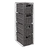 Woodluv 4 Drawer Paper Rope Tower Storage Unit With Metal Frame, Ideal for Small Bathrooms & Home Storage, Grey