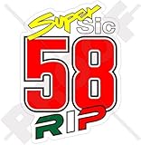 Marco SIMONCELLI 58 Super Sic RIP 4" (100mm) Vinyl Bike-Helmet Sticker, Decal