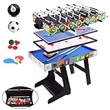 ALPIKA 4FT 4 in 1 Multi Sports Game Table - Folding Combo - Pool/Snooker, Air Hockey, Table Tennis, Football with Accessory Storage Box