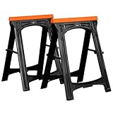 VonHaus Folding Saw Horse Twin Pack, Trestle Table Legs with Rubber Inserts Support Bars Pack Huge 150kg Max Load - Cutting Stands Corrosion and Weather Resistant