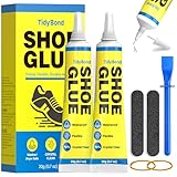 Shoe Glue, Shoe Repair Adhesive Flexible, Waterproof, Clear, Super Strong Glue for Soles, Sneakers, Boots, Leather, Handbags, Soles, Heels - Works on Leather, Rubber, Vinyl, Canvas - 20ml x2