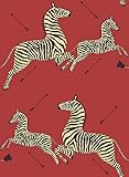 Scalamandre NuWallpaper x Red Masai Zebra Safari Self Adhesive Wallpaper, SCS3869