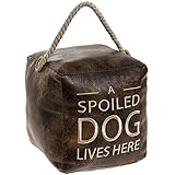 Lesser & Pavey Faux Leather Distressed Vintage Cube A Spoiled Dog Lives Here Door Stop