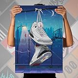 Kicks on Kanvas Air Jordan 3 White Cement Poster 50 x 70 cm without Frame