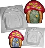 dennycraftmoulds FAIRY DOOR HOUSE MOULDS FOR PLASTER OR CONCRETE CHUNKY ABS PLASTIC MOLDS SET OF 2