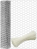 TOYPOPOR Chicken Wire 40cm x 10m, Anti-Rust Hexagonal Galvanized Chicken Wire Fencing, Chicken Wire Mesh to Protect Gardening Plants Vegetables Flowers Fruits From Dogs, Rabbits,Squirrels, Silver