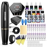 Tattoo Kit, Wormhole Tattoo Pen Kit Cartridge Tattoo Machine Kit for Beginners Rotary Tattoo Machine Pen Kit Tattoo Pen Type Machine Kit Complete Tattoo Kit Tattoo Supplies WTK070, 58 Piece Set