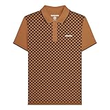 Lambretta Mens Two Tone All Over Print Short Sleeve Polo Shirt - Tobacco - XL