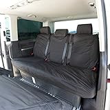 My Van Seat Covers | To Fit VW Transporter T6/T6.1 Caravelle Seat Cover 2015 Onwards | Tailored Heavy Duty Waterproof | (3rd Row) Rear Black - MVSC343BAD2