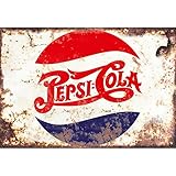 Sawfish® Pepsi Cola Kitchen Wall Decor Metal Sign Retro Vintage Wall Tin Plaque 10x15cm 20x15cm 20x30cm 30x40cm 40x60cm Ideal for Pub Shed Bar Office Man Cave Home Bedroom Dining Room Kitchen