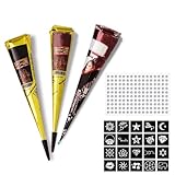 AYNKH Henna Tattoo Temporary Tattoos Natural Tattoo, Paste Cone for Body and Face, Professional Temporary Art Tattoo Creams with Stencils, Multi Patterns