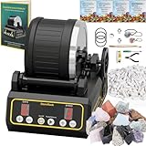 Professional Rock Tumbler Kit, Large 2.5Lb Barrel, STEM Science Gift for Adults, 9-Day Timer & 3-Speed Motor, Includes Rocks, Grits and DIY Tools
