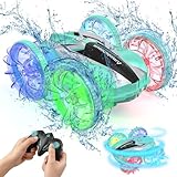 Yerloa Amphibious Remote Control Car for Kids, 2.4 GHz RC Toy, 360° Rotating Stunt Vehicle, Waterproof All-Terrain With LED Lights, Water Beach Pool Toys Gift for Boys Girls