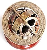 Brass Armillary Sphere Astrolabe On Wooden Base Maritime Nautical & Collectible