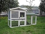 BUNNY BUSINESS The Grove Grey Double Decker Rabbit/Guinea Pig Hutch and Run EXTRA DEPTH